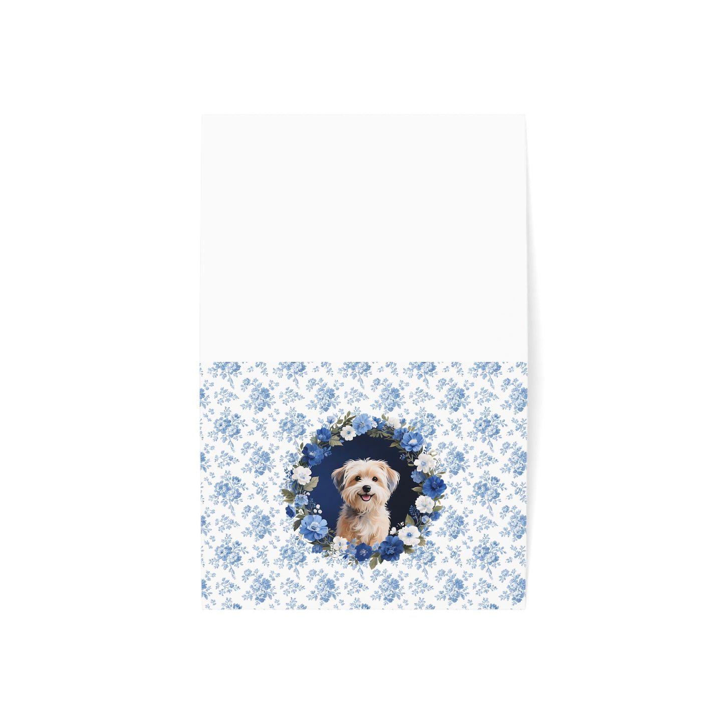 Havanese Dog Blue Floral Greeting Card Set