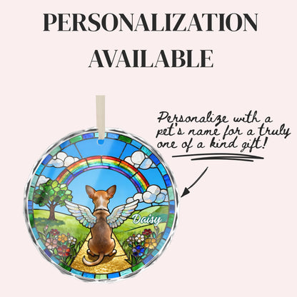 Chihuahua Rainbow Bridge Stained Glass Ornament