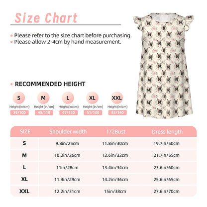 French Bulldog Girl's Flutter Sleeve Nightgown