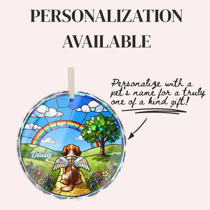 Cavalier King Charles Spaniel Rainbow Bridge Stained Glass Ornament