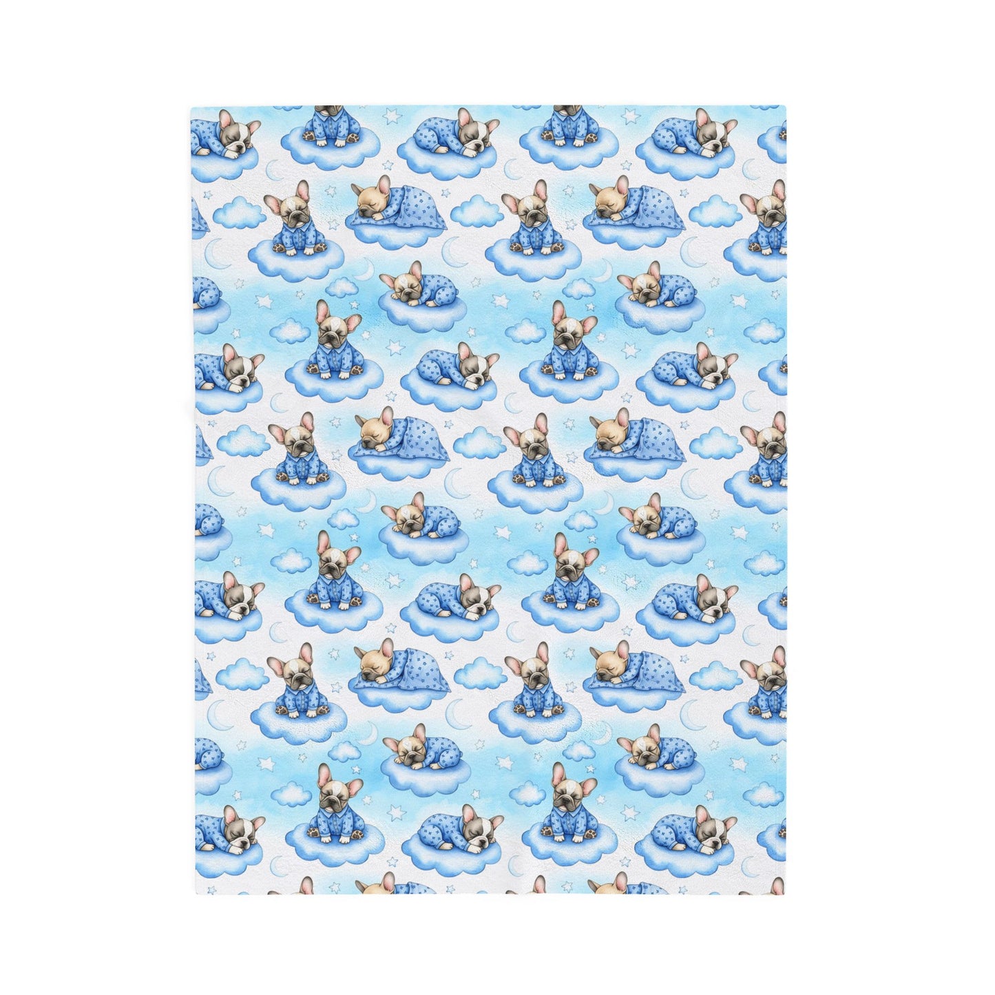 French Bulldog Blue Baby Blanket, Frenchie Dog Baby Shower Baby Boy Newborn Gift Hospital Announcement Blanket Coming Home