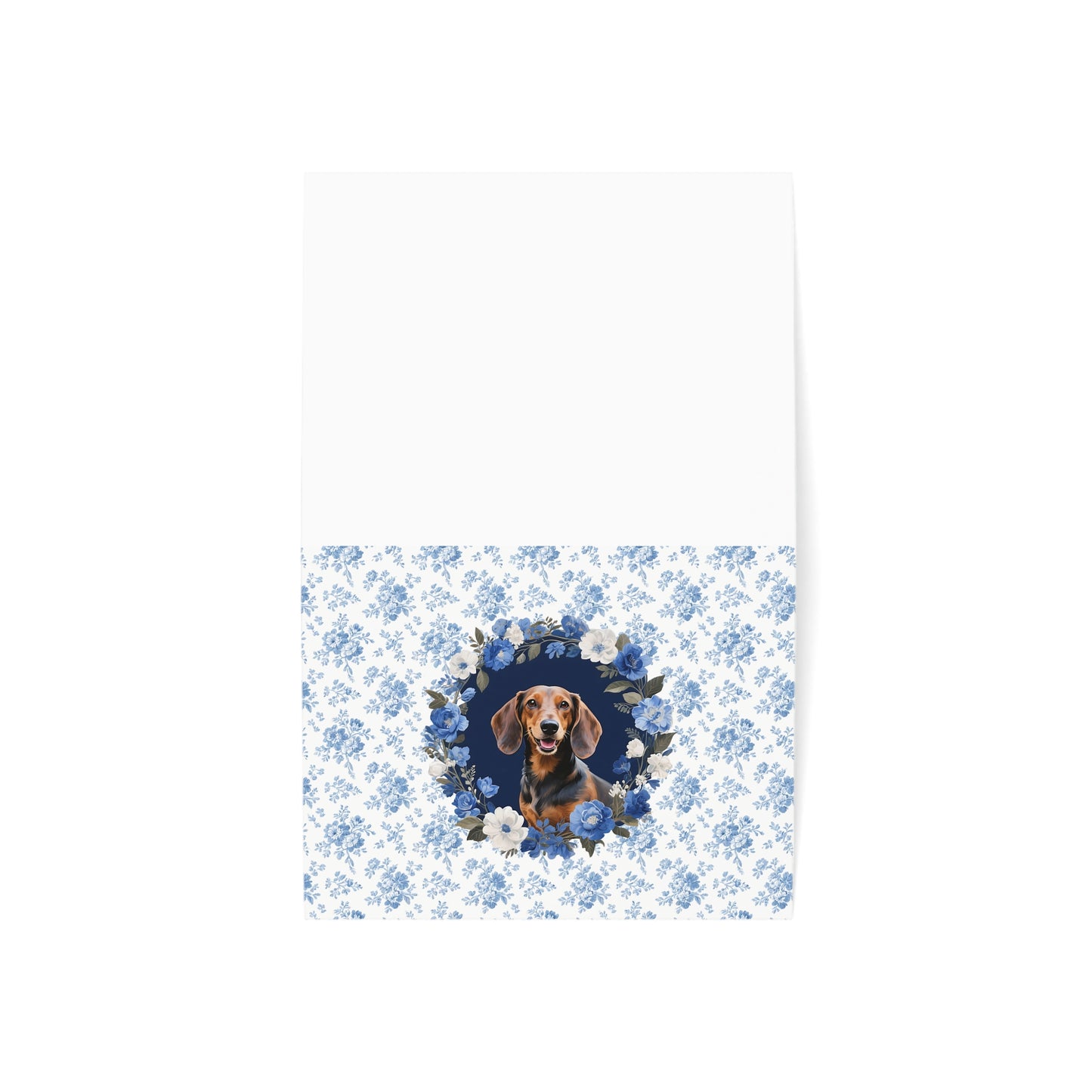 Dachshund Dog Blue Floral Greeting Card Set
