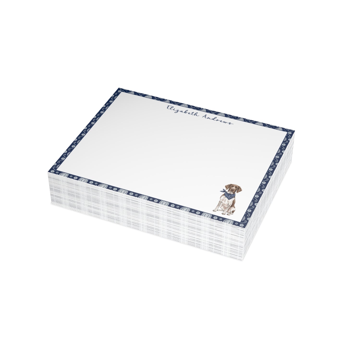 German Shorthaired Pointer Navy Blue Paisley Notecard Set