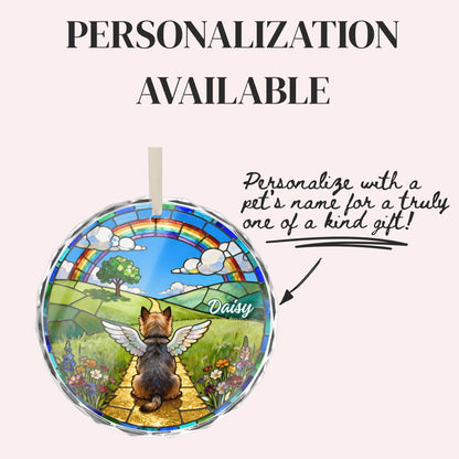 Cairn Terrier Rainbow Bridge Stained Glass Ornament