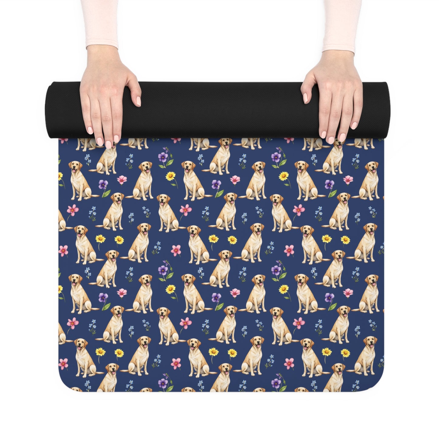 Labrador Retriever Dog Floral Yoga Mat – Durable Non-Slip Rubber Surface for Home & Studio Practice