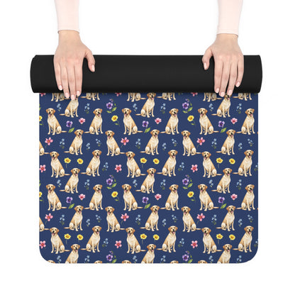 Labrador Retriever Dog Floral Yoga Mat – Durable Non-Slip Rubber Surface for Home & Studio Practice