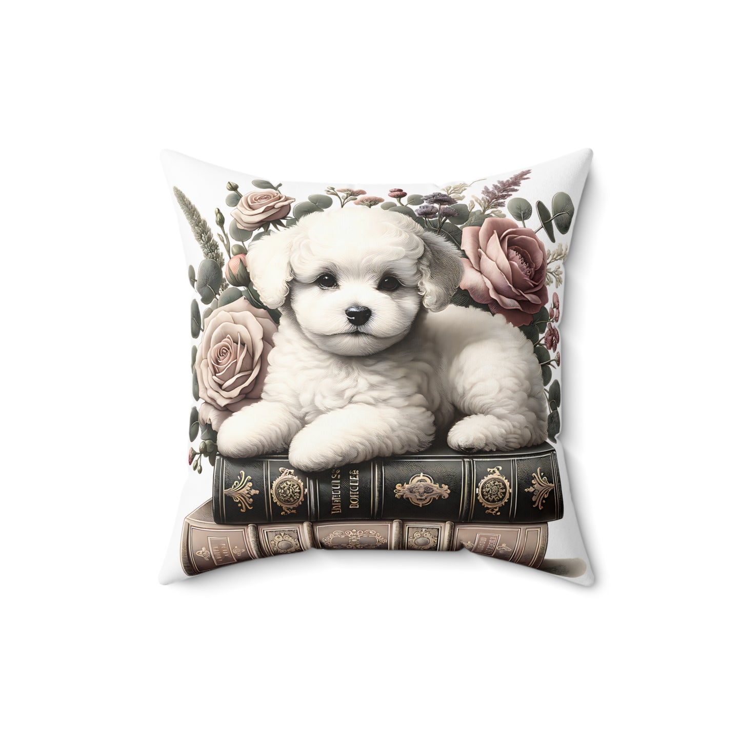 Bichon Frise Throw Pillow for Book Lovers