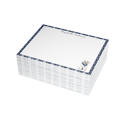 Poodle Navy Blue Paisley Notecard Set