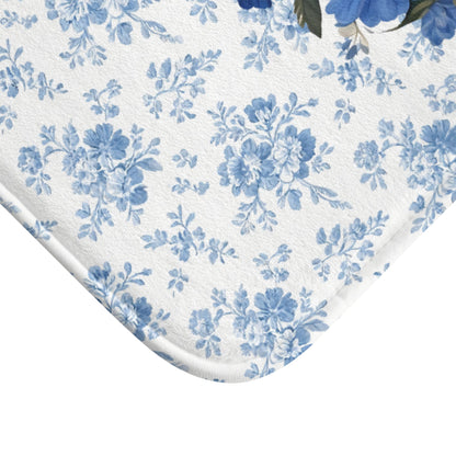 Blue Floral Havanese Bath Mat – Cute Havanese Dog Bathroom Rug