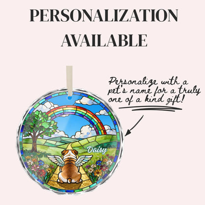 English Bulldog Rainbow Bridge Stained Glass Ornament