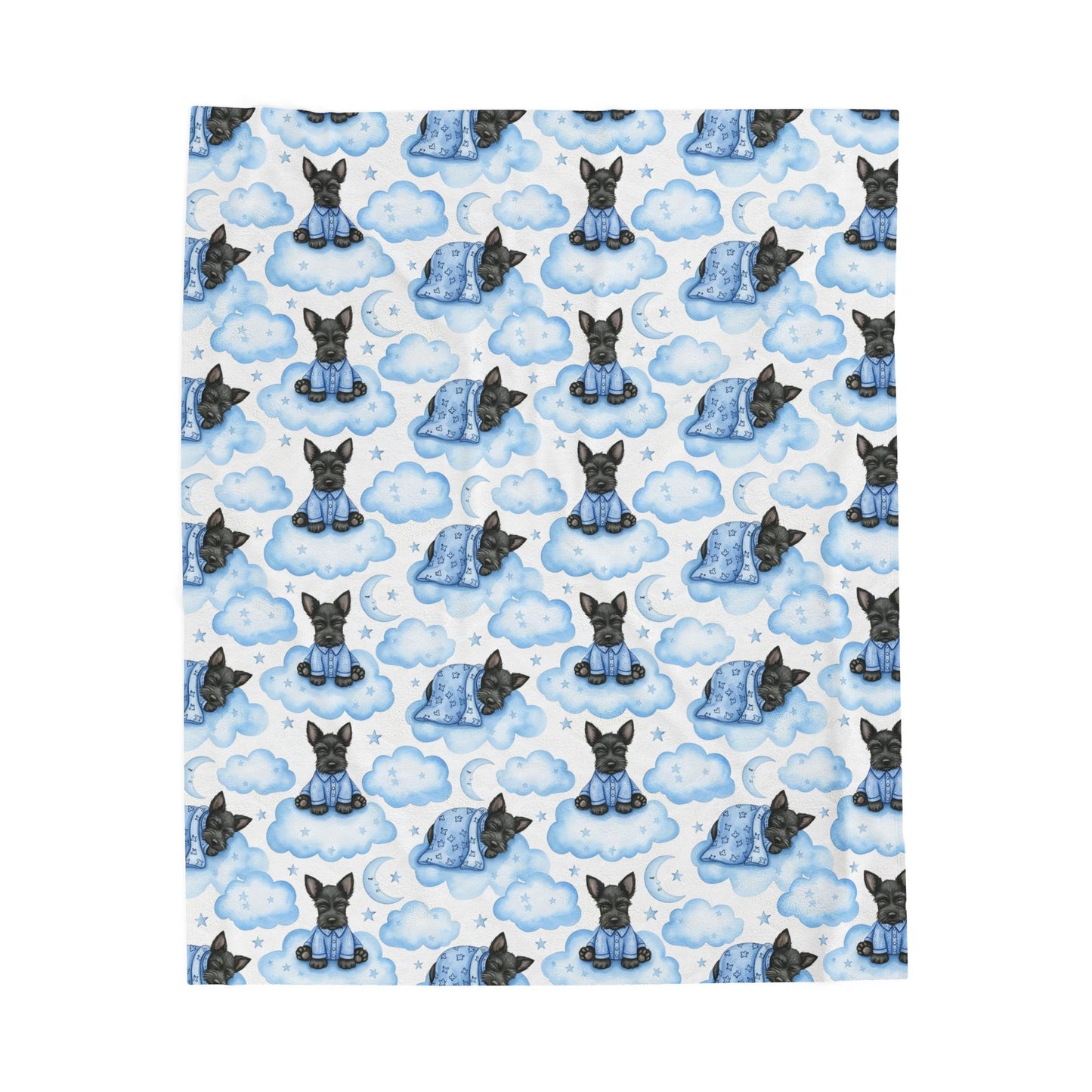Scottish Terrier Blue Baby Blanket, Scottie Dog Baby Shower Baby Boy Newborn Gift Hospital Announcement Blanket Coming Home