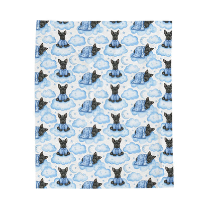 Scottish Terrier Blue Baby Blanket, Scottie Dog Baby Shower Baby Boy Newborn Gift Hospital Announcement Blanket Coming Home
