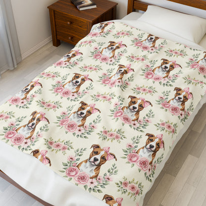 Pitbull Pink Baby Blanket, Pitbull Dog Baby Shower Baby Girl Newborn Gift Hospital Announcement Blanket Coming Home