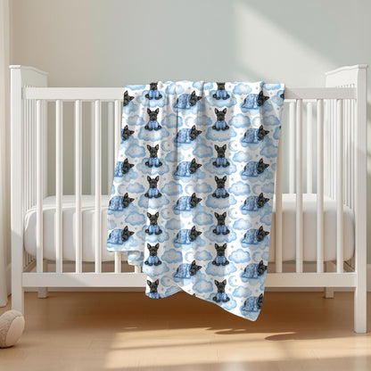Scottish Terrier Blue Baby Blanket, Scottie Dog Baby Shower Baby Boy Newborn Gift Hospital Announcement Blanket Coming Home