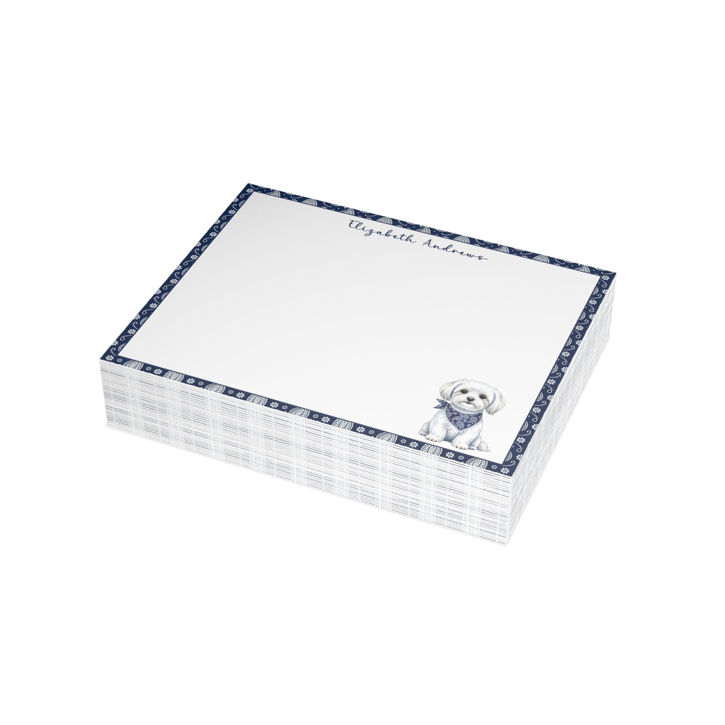 Maltese Navy Blue Paisley Notecard Set