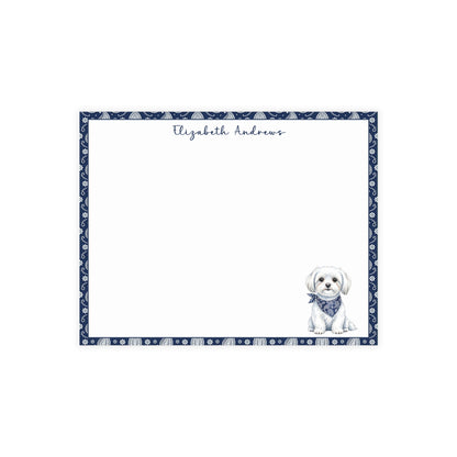 Maltese Navy Blue Paisley Notecard Set