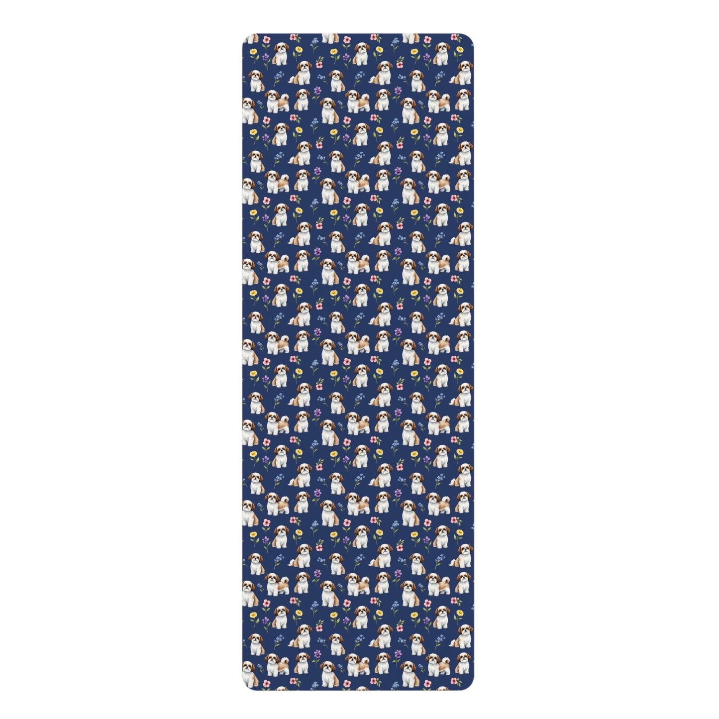 Shih Tzu Dog Floral Yoga Mat – Durable Non-Slip Rubber Surface for Home & Studio Practice