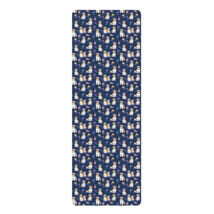 Shih Tzu Dog Floral Yoga Mat – Durable Non-Slip Rubber Surface for Home & Studio Practice