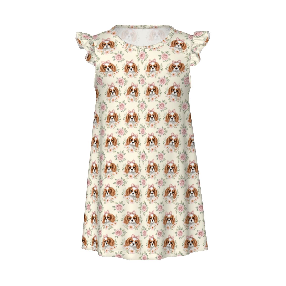 Cavalier King Charles Spaniel Girl's Flutter Sleeve Nightgown