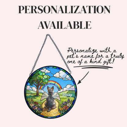 Miniature Schnauzer Rainbow Bridge Stained Glass Suncatcher