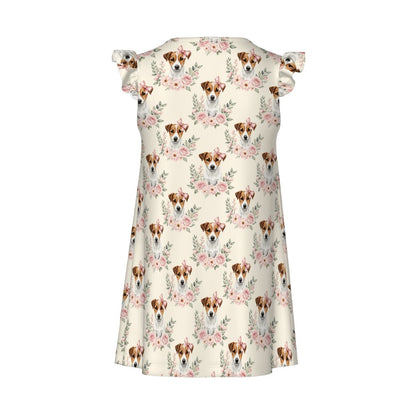 Jack Russell Terrier Girl's Flutter Sleeve Nightgown