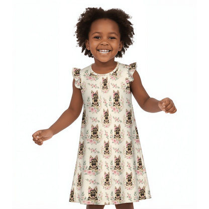 German Shepherd Dog Shepherd Girl's Flutter Sleeve Nightgown