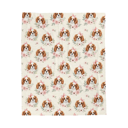 Cavalier King Charles Spaniel Pink Baby Blanket, Cavalier Dog Baby Shower Baby Girl Newborn Gift Hospital Announcement Blanket Coming Home