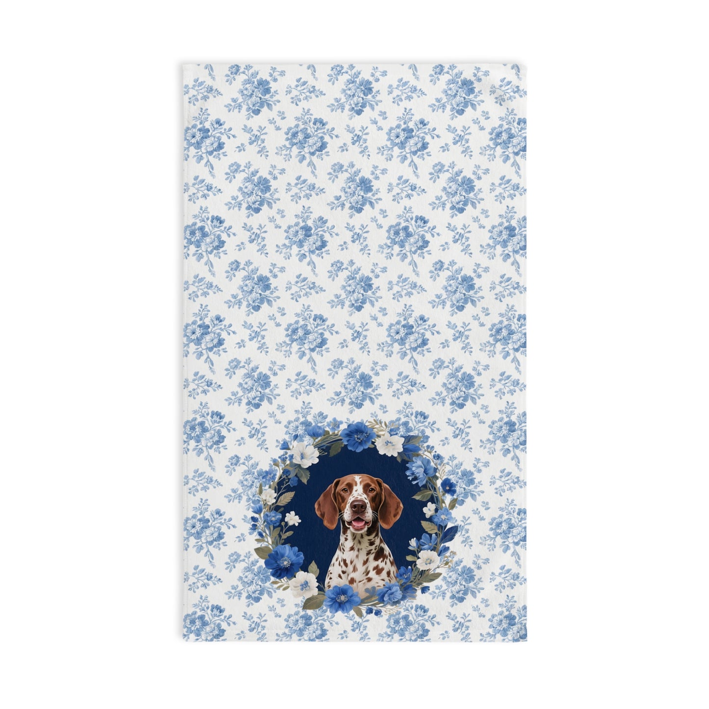 Blue Floral German Shorthaired Pointer Dog Portrait Hand Towel – Cute Pet Bathroom Accessory