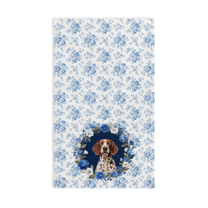 Blue Floral German Shorthaired Pointer Dog Portrait Hand Towel – Cute Pet Bathroom Accessory