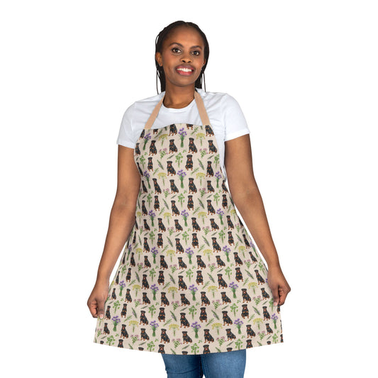 Rottweiler Dog & Herbs Kitchen Apron