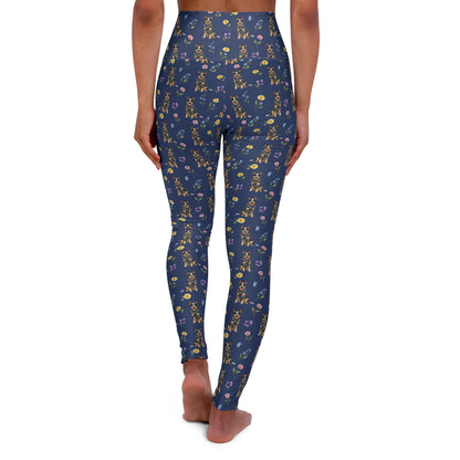 Australian Cattle Dog Floral High Waisted Yoga Leggings - Perfect for Fitness & Everyday Wear