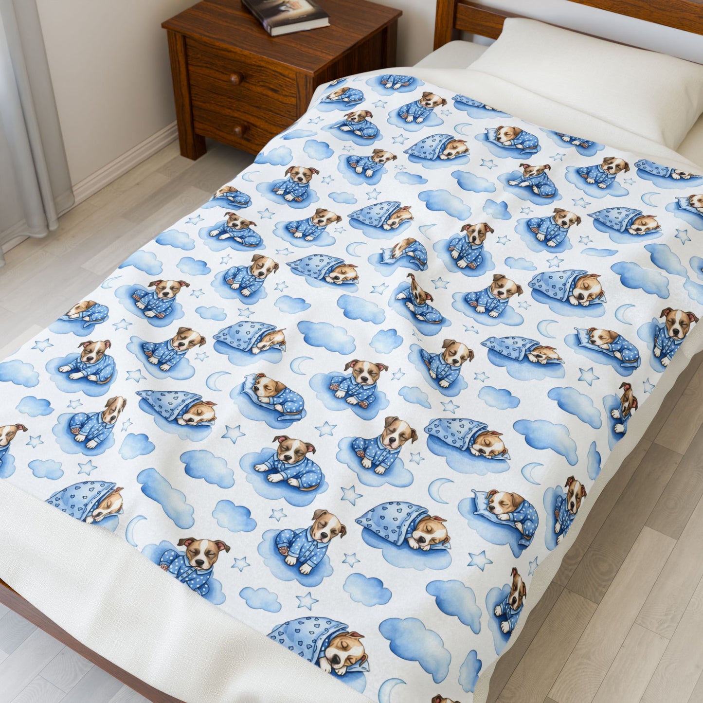 Pitbull Blue Baby Blanket, Pitbull Dog Baby Shower Baby Boy Newborn Gift Hospital Announcement Blanket Coming Home