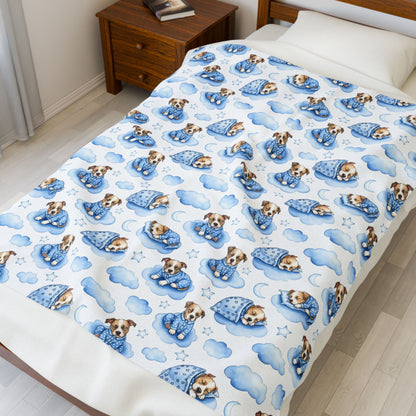 Pitbull Blue Baby Blanket, Pitbull Dog Baby Shower Baby Boy Newborn Gift Hospital Announcement Blanket Coming Home