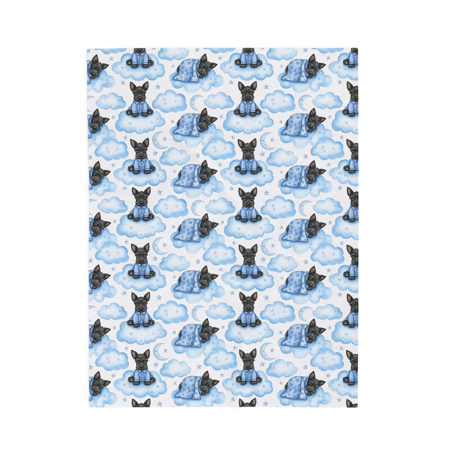 Scottish Terrier Blue Baby Blanket, Scottie Dog Baby Shower Baby Boy Newborn Gift Hospital Announcement Blanket Coming Home