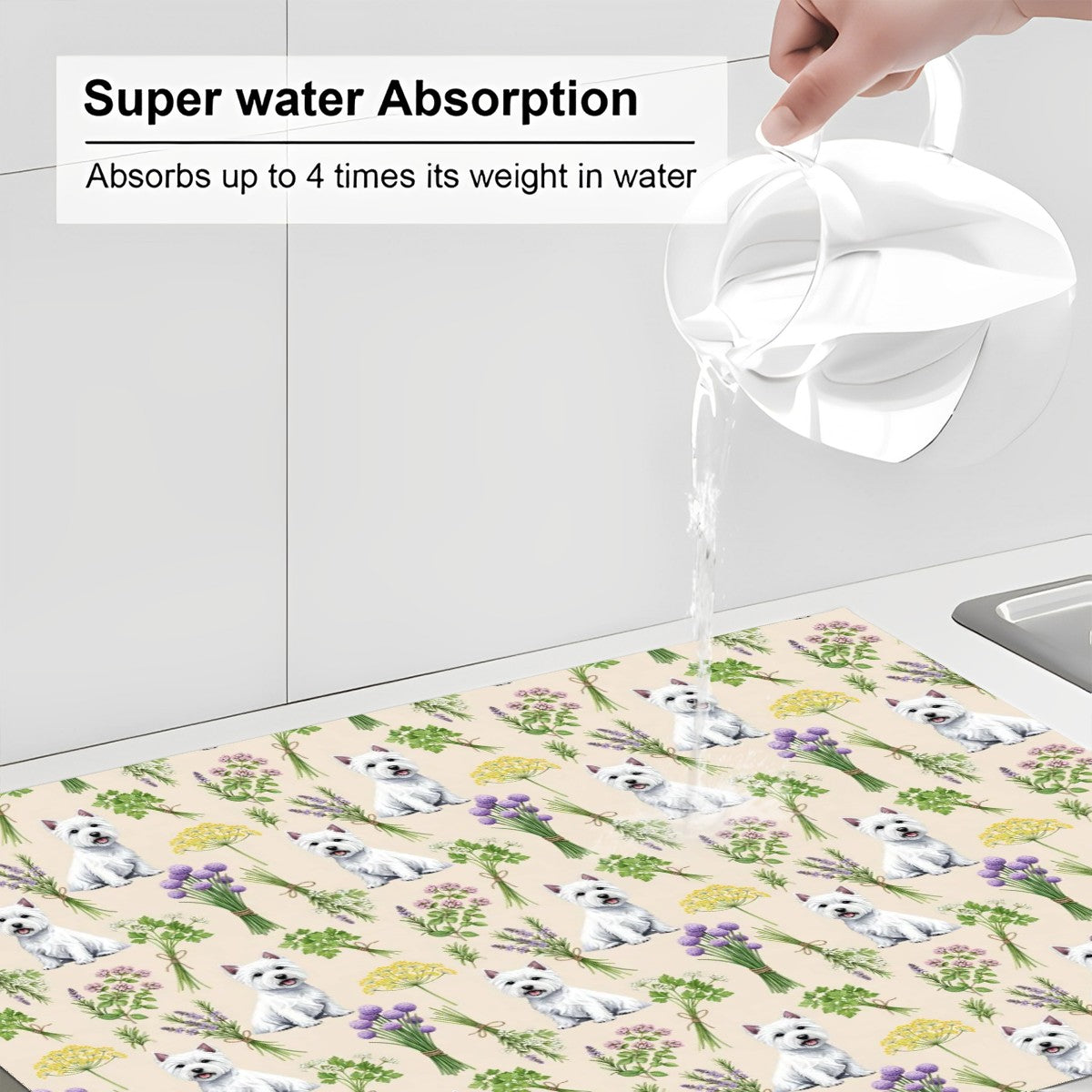 West Highland White Terrier Large Dish Drying Mat