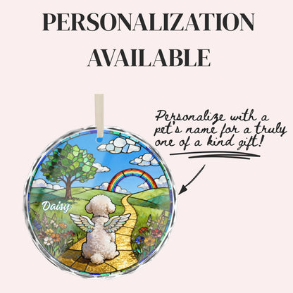 Bichon Frise Rainbow Bridge Stained Glass Ornament