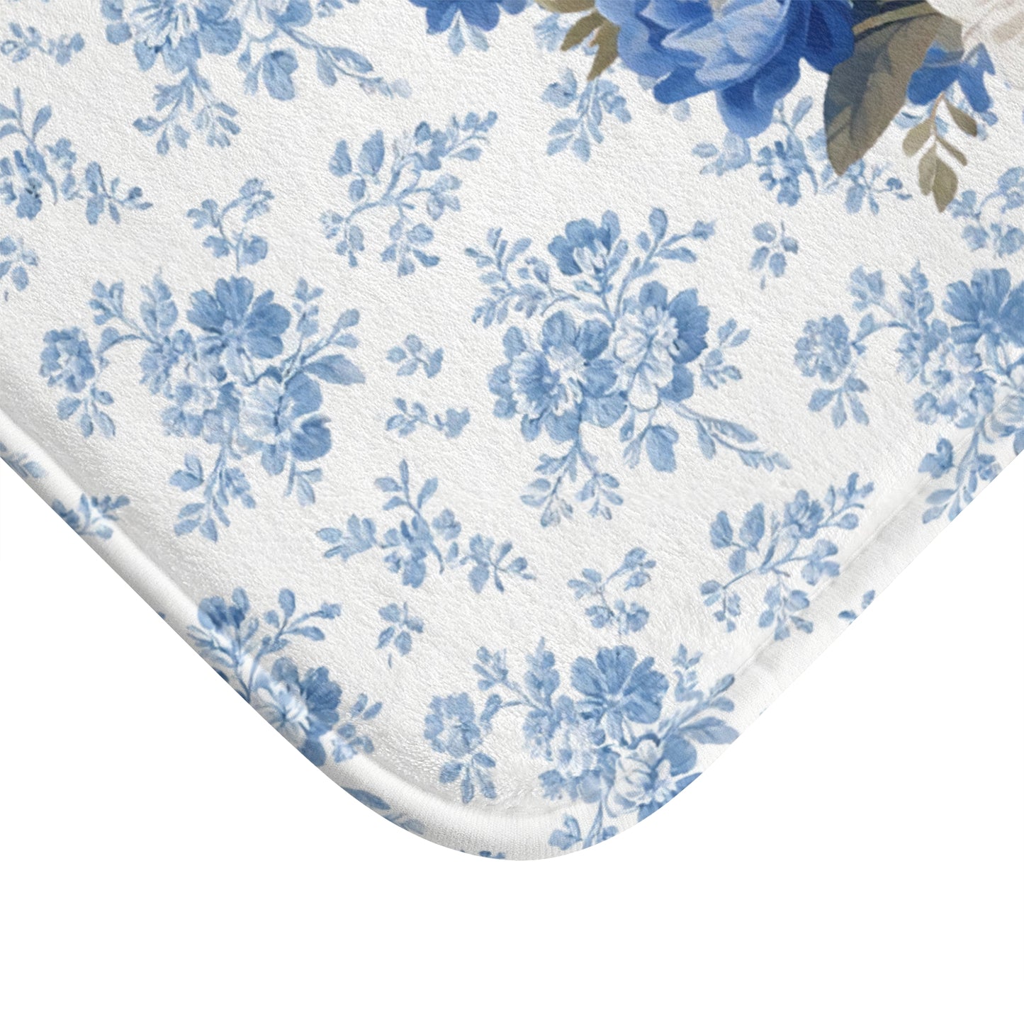 Blue Floral Berner Bath Mat – Cute Bernese Mountain Dog Bathroom Rug