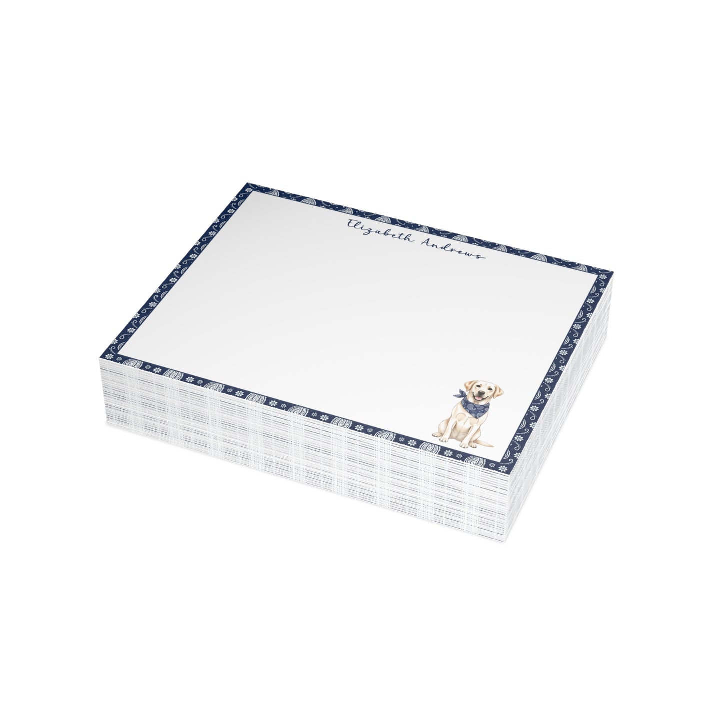 Labrador Retriever Navy Blue Paisley Notecard Set