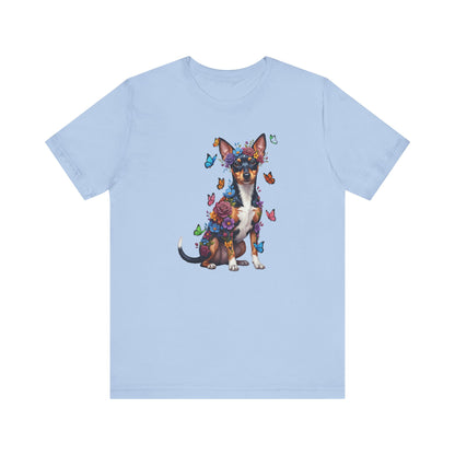 Whimsical Floral Rat Terrier Tee – Colorful Dog Lover Shirt with Butterflies