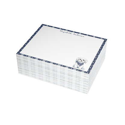 Maltese Navy Blue Paisley Notecard Set