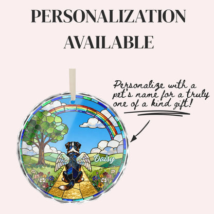 Bernese Mountain Dog Rainbow Bridge Stained Glass Ornament