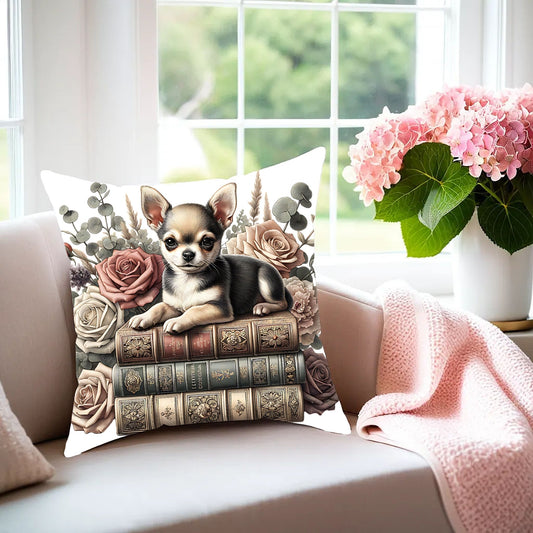 Chihuahua Throw Pillow for Book Lovers
