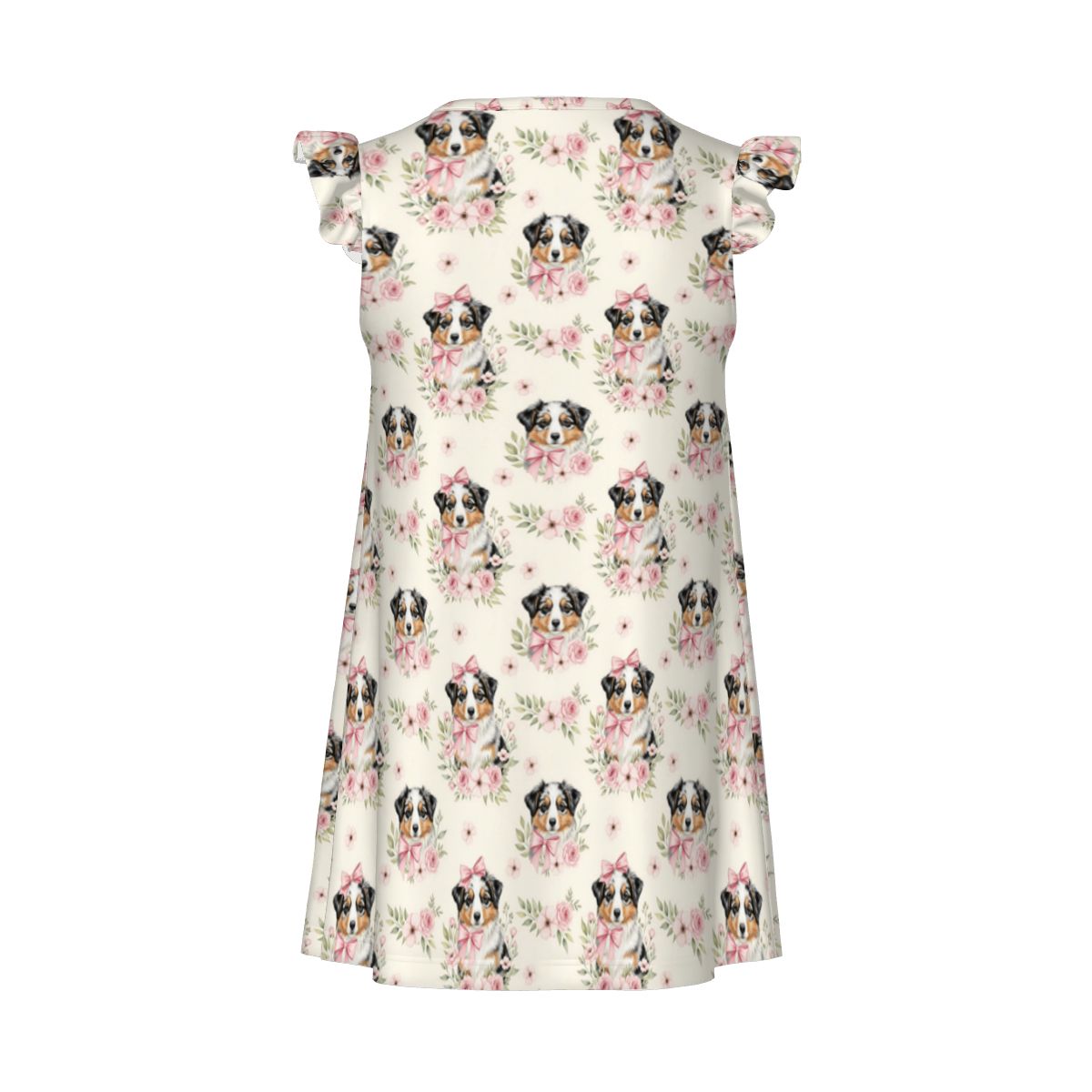 Australian Shepherd Dog Girl's Flutter Sleeve Nightgown