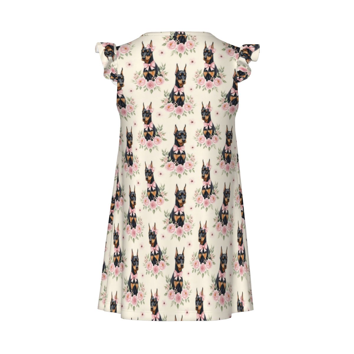 Doberman Pinscher Girl's Flutter Sleeve Nightgown