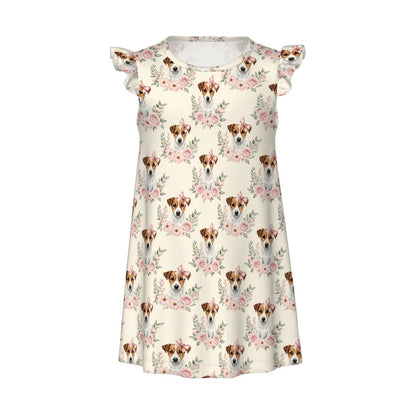 Jack Russell Terrier Girl's Flutter Sleeve Nightgown