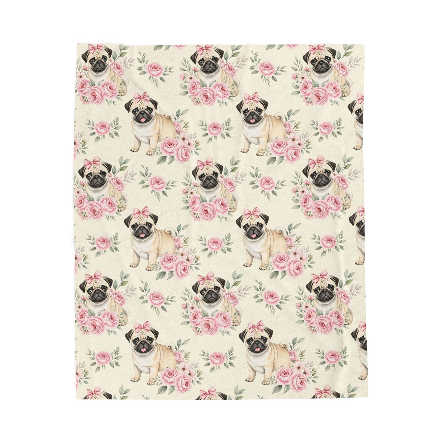 Pug Pink Baby Blanket, Pug Dog Baby Shower Baby Girl Newborn Gift Hospital Announcement Blanket Coming Home