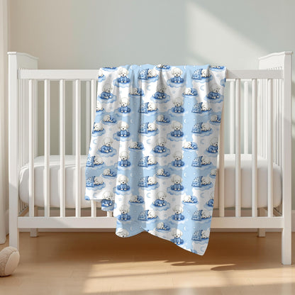 Bichon Frise Dog Blue Baby Blanket, Bichon Frise Baby Shower Baby Boy Newborn Gift Hospital Announcement Blanket Coming Home