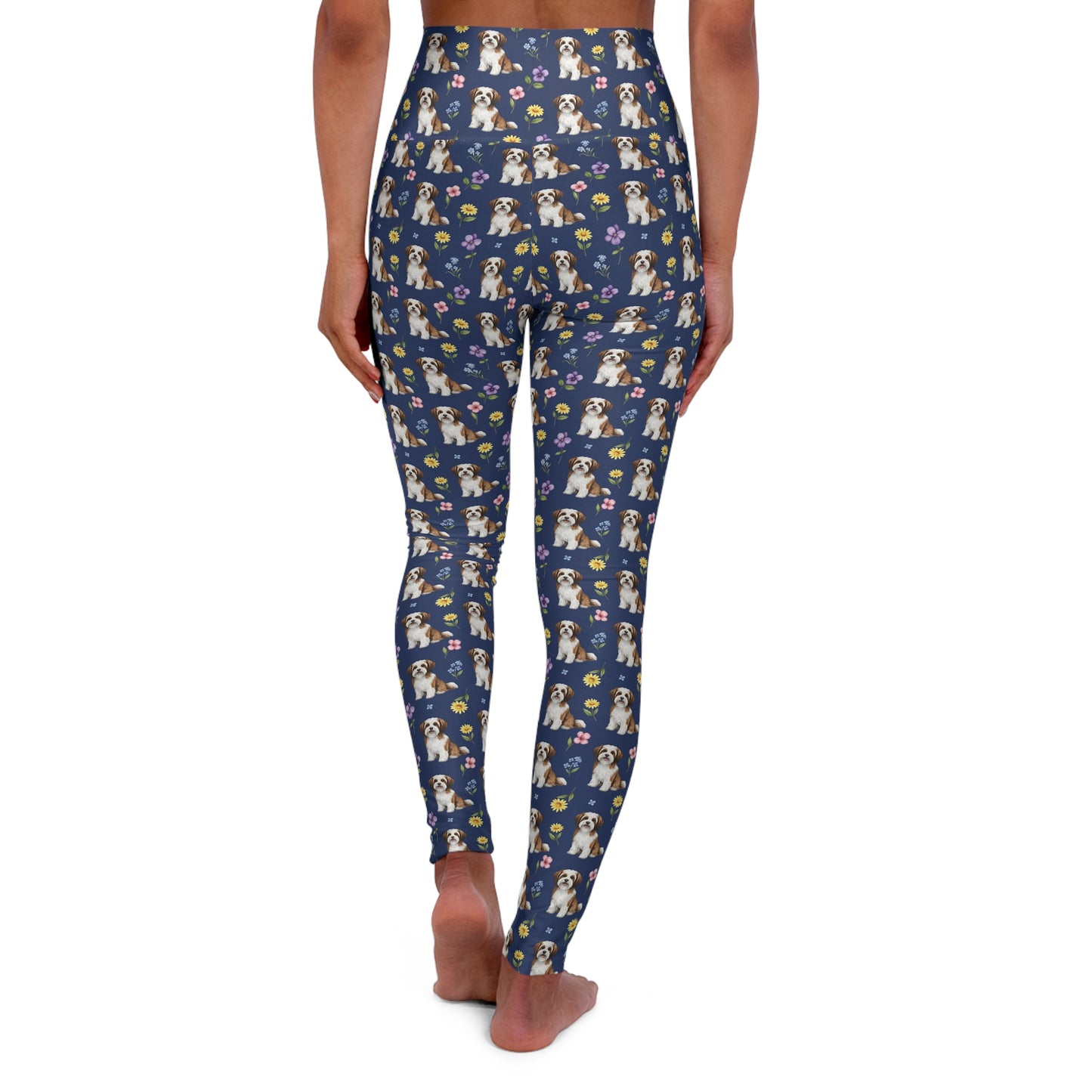 Havanese Dog Floral High Waisted Yoga Leggings - Perfect for Fitness & Everyday Wear
