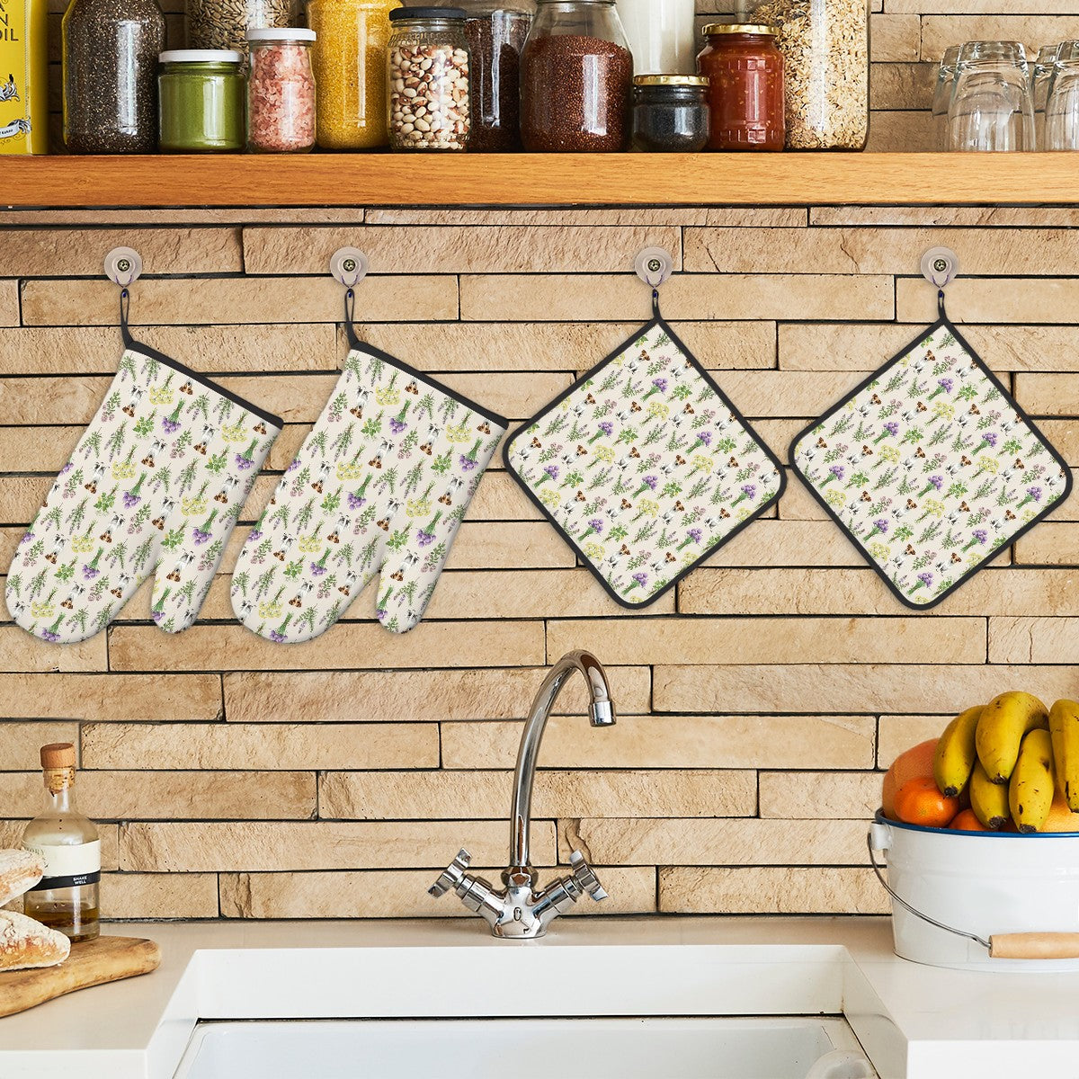 Jack Russell Terrier Oven Mitts and Pot Holders Set