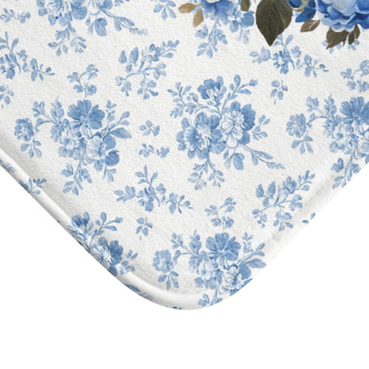 Blue Floral Boxer Bath Mat – Cute Boxer Dog Bathroom Rug